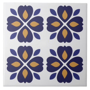 Eye catching floral Azulejos Portuguese navy blue Tile