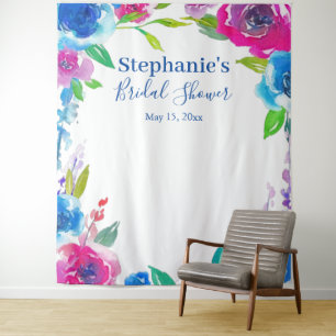 Eye-catching Floral Bridal Shower Photo Backdrop Tapestry