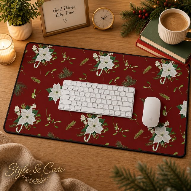 Eye Catching Floral Pattern Deep Red Desk Mat (Eye Catching Floral Pattern Deep Red Desk Mat)