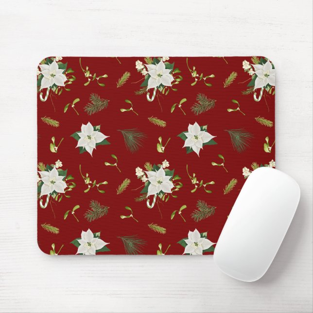 Eye Catching Floral Pattern Deep Red Mouse Pad (With Mouse)