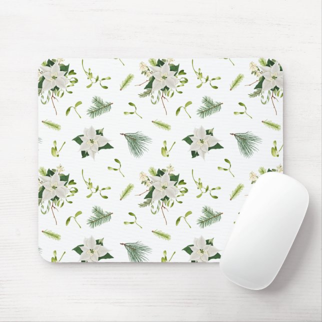 Eye Catching Floral Pattern White Mouse Pad (With Mouse)