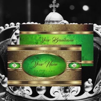 Eye Catching Gold and Green Colours Faux Diamonds Business Card