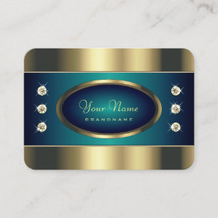 Eye Catching Gold and Teal with Faux Rhinestones Business Card