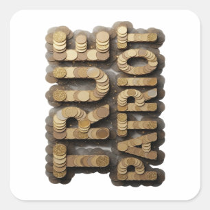 Eye-Catching Gold MONEY IS POWER Square Sticker