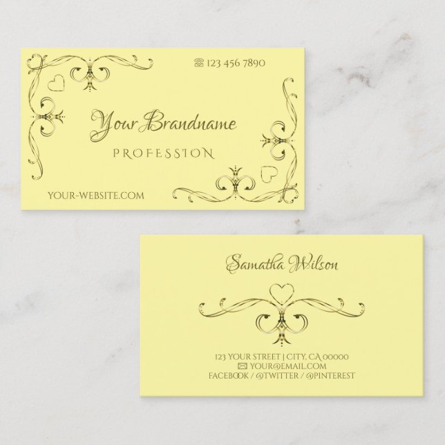 Eye Catching Gold Ornate Corners with Cream Colour Business Card (Front/Back)