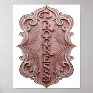 Eye-Catching Gold PROGRESS Artistic Motif Poster
