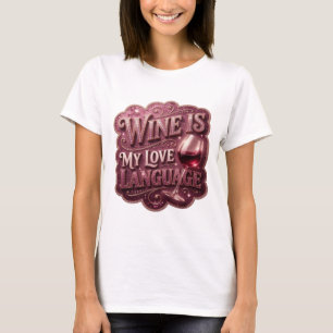 Eye-Catching Gold WINE IS MY LOVE LANGUAGE T-Shirt