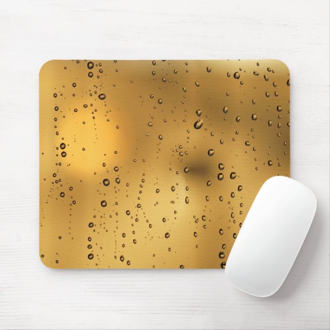 Eye Catching Golden Textured Raindrop Mouse Mat (With Mouse)