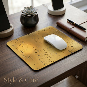 Eye Catching Golden Textured Raindrop Mouse Mat