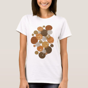 Eye-Catching Gray ORANGE BUBBLES Print T-Shirt
