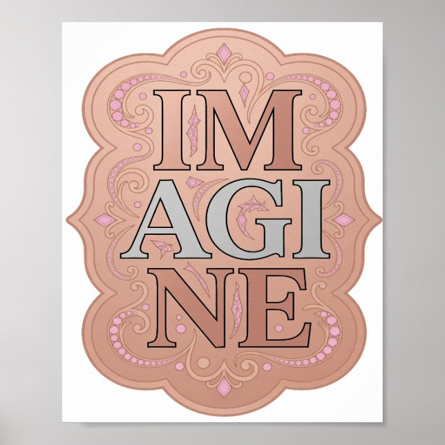 Eye-Catching Grey IMAGINE Artistic Motif Poster (Front)