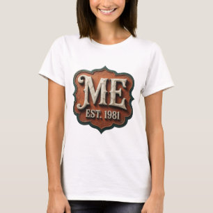 Eye-Catching Grey ME EST 1981 Graphic Design T-Shirt
