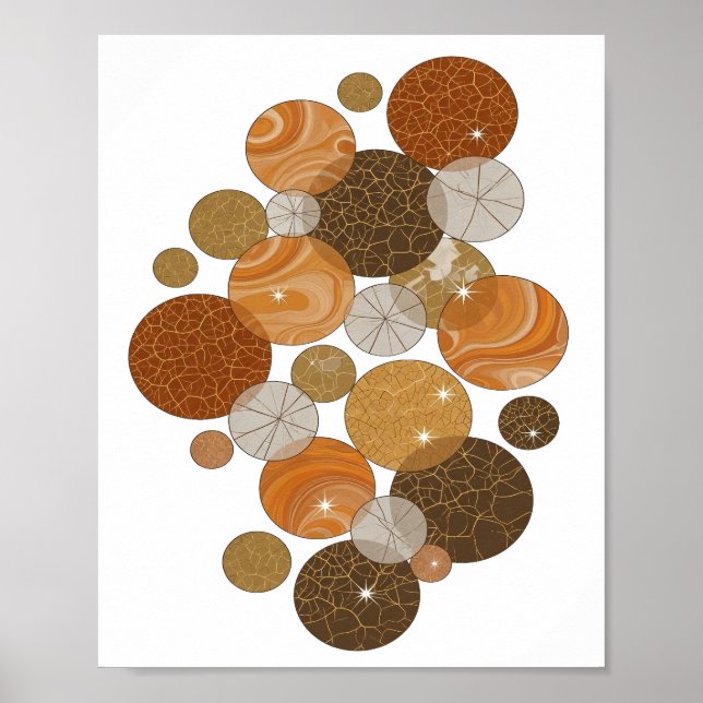 Eye-Catching Grey ORANGE BUBBLES Print (Front)