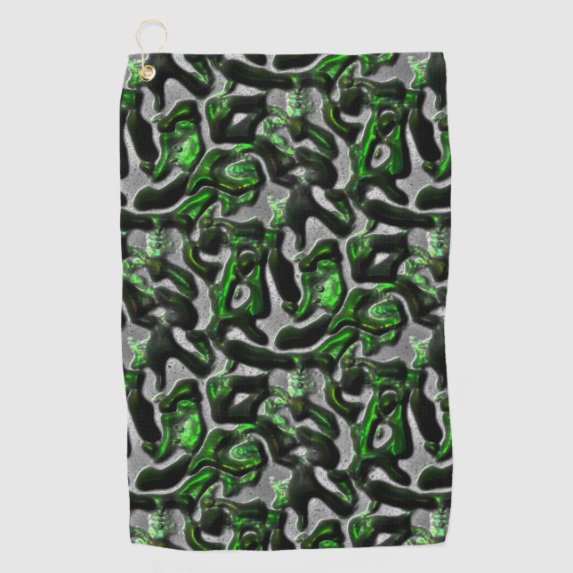 Eye-catching lime green texture carved in grey golf towel (Front)