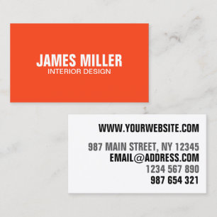 Eye Catching Modern Orange Bright Bold Trendy Business Card