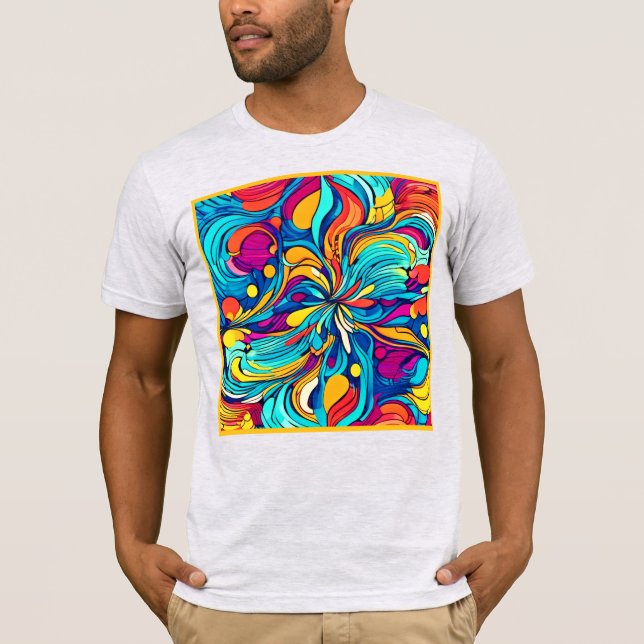 Eye-catching Neon Abstract Pattern T-Shirt (Front)
