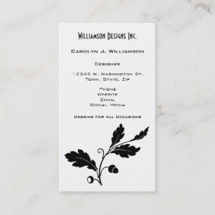 Eye Catching Oak Leaf  Design Black White Custom Business Card