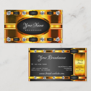 Eye Catching Orange Golden and Black with Diamonds Business Card