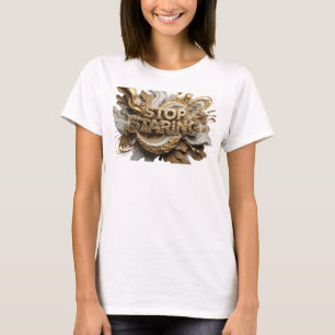 Eye-Catching Orange STOP STARING Wearable Art T-Shirt
