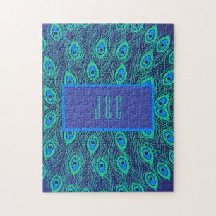Eye catching Peacock Teal & Blue Train Custom Jigsaw Puzzle