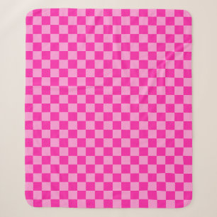 Eye-Catching Pink Chequerboard Sherpa Blanket