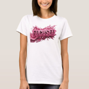 Eye-Catching Pink FOCUSED Text Design T-Shirt