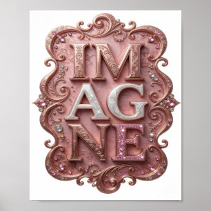 Eye-Catching Pink IMAGINE Text Design Poster
