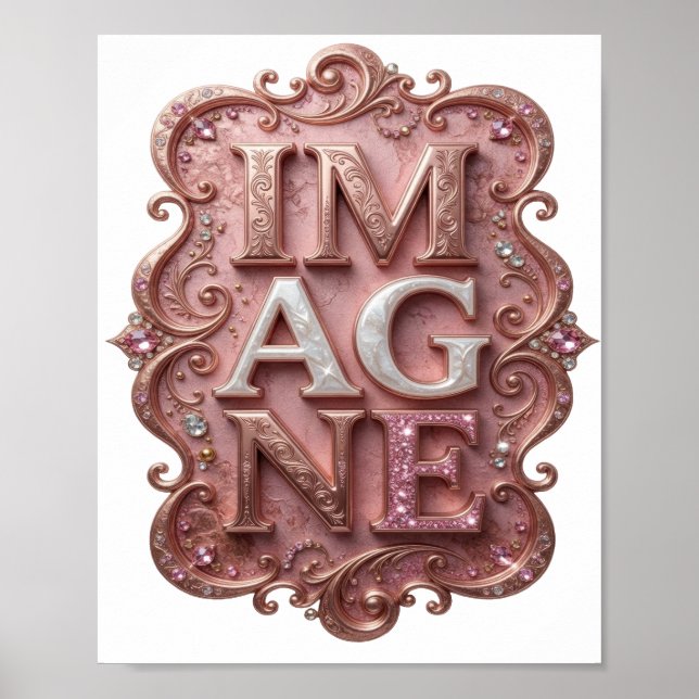 Eye-Catching Pink IMAGINE Text Design Poster (Front)