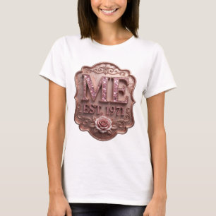 Eye-Catching Pink ME EST 1971 Artistic Motif T-Shirt