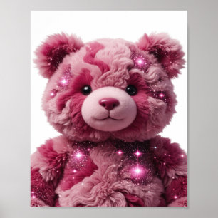 Eye-Catching Pink SPACE BEAR 3D Text Art Poster