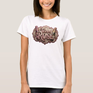 Eye-Catching Pink TEAM ROSE Print T-Shirt