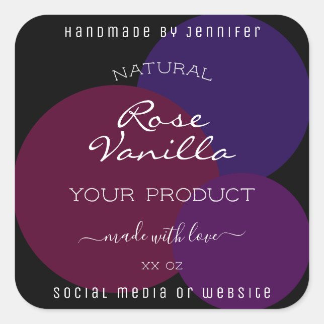 Eye Catching Product Label Purple Circles on Black (Front)