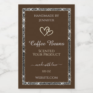 Eye Catching Product Labels Brown Silver Glitter