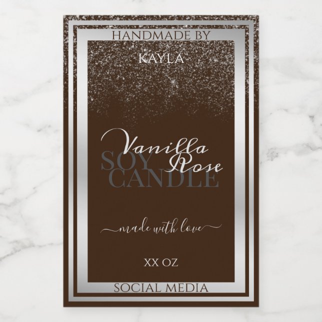 Eye Catching Product Labels Dark Brown and Silver (Single Label)