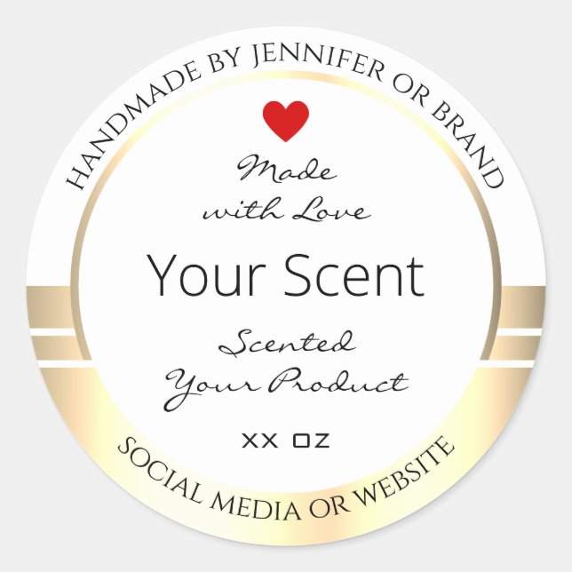 Eye Catching Product Packaging Labels White & Gold (Front)