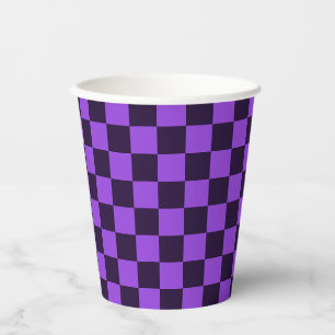 Eye-Catching Purple and Lavender chequerboard Paper Cups