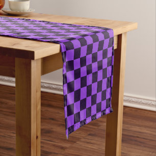 Eye-Catching Purple and Lavender chequerboard  Short Table Runner