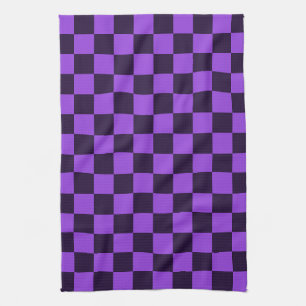 Eye-Catching Purple and Lavender chequerboard Tea Towel