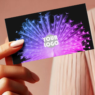 Eye Catching Purple Pink Gradient Peacock and Logo Business Card