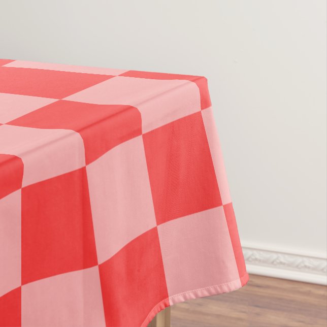 Eye-Catching Red and Pink Chequerboard Tablecloth (In Situ)