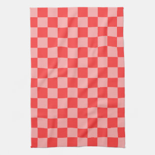 Eye-Catching Red and Pink Chequerboard Tea Towel