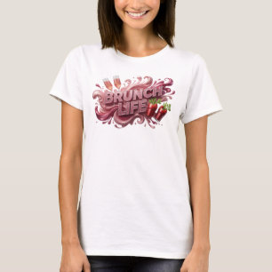 Eye-Catching Red BRUNCH LIFE Slogan Tee