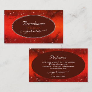 Eye Catching Red Marbled Glitter Stars Stylish Business Card