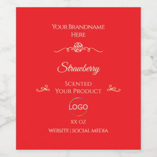 Eye Catching Red Product Label Gold Frame and Logo