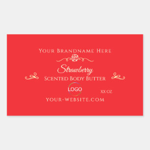 Eye Catching Red Product Label Gold Frame and Logo