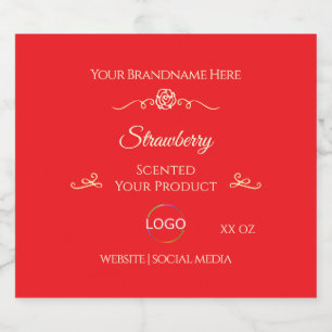 Eye Catching Red Product Label Gold Frame and Logo