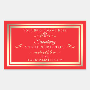 Eye Catching Red Product Label Gold Shimmer Frame
