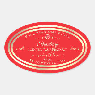Eye Catching Red Product Label Gold Shimmer Frame