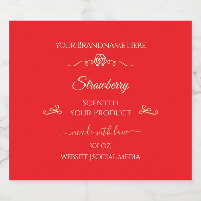 Eye Catching Red Product Label Gold Shimmer Frame (Single Label)