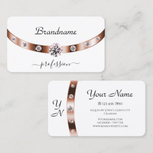 Eye Catching Rose Gold and White Monogram Diamonds Business Card